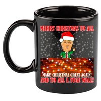 Trump Yuge Merry Chrsitmas To All & Build A Wall 11oz C Handle Ceramic Mug