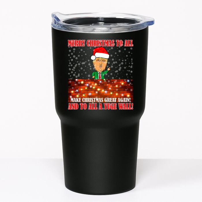 Trump Yuge Merry Chrsitmas To All & Build A Wall Tumbler