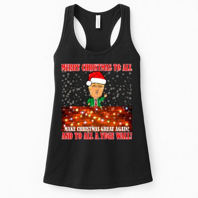 Trump Yuge Merry Chrsitmas To All & Build A Wall Womens Tank Top