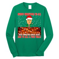 Trump Yuge Merry Chrsitmas To All & Build A Wall Long Sleeve Shirt