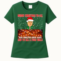 Trump Yuge Merry Chrsitmas To All & Build A Wall Womens T-Shirt