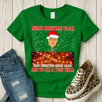 Trump Yuge Merry Chrsitmas To All & Build A Wall Womens T-Shirt
