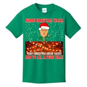 Trump Yuge Merry Chrsitmas To All & Build A Wall Kids T-Shirt