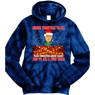 Trump Yuge Merry Chrsitmas To All & Build A Wall Tie Dye Hoodie