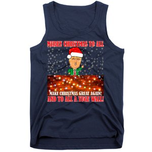 Trump Yuge Merry Chrsitmas To All & Build A Wall Tank Top