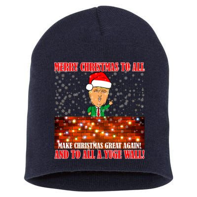 Trump Yuge Merry Chrsitmas To All & Build A Wall Short Acrylic Beanie