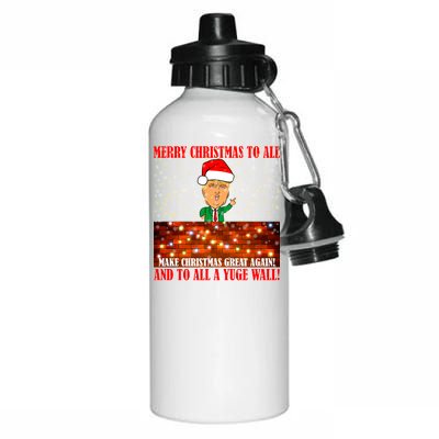 Trump Yuge Merry Chrsitmas To All & Build A Wall Aluminum Water Bottle