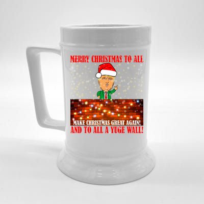 Trump Yuge Merry Chrsitmas To All & Build A Wall Beer Stein