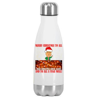 Trump Yuge Merry Chrsitmas To All & Build A Wall Stainless Steel Insulated Water Bottle