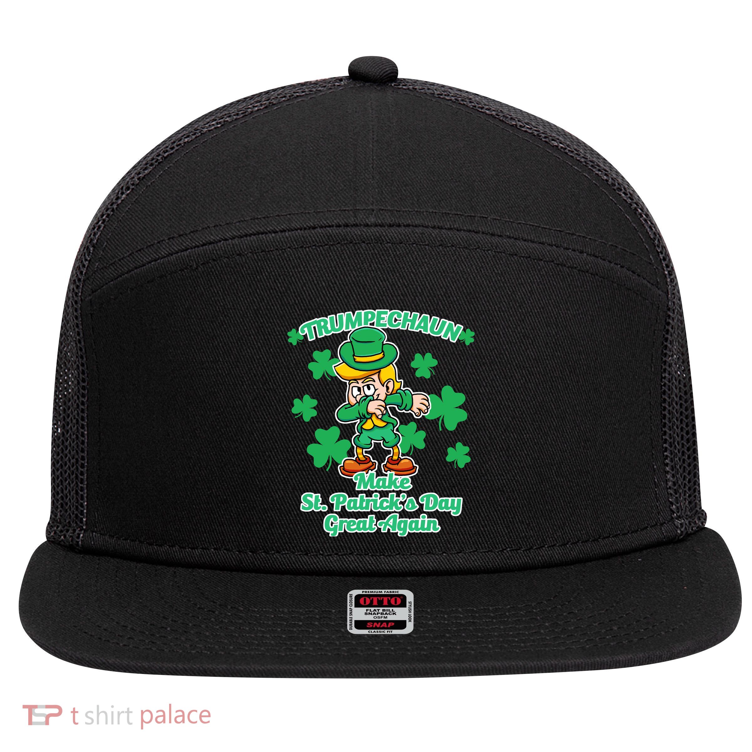 Trumpechaun - Make St Patrick's Day Great Again 7 Panel Mesh Trucker Snapback Hat