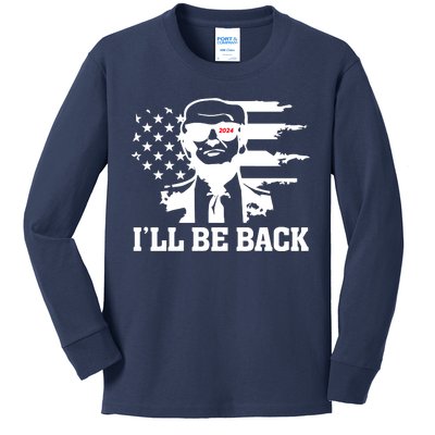 Trumpinator I'll Be Back 2024 Pro Trump Kids Long Sleeve Shirt