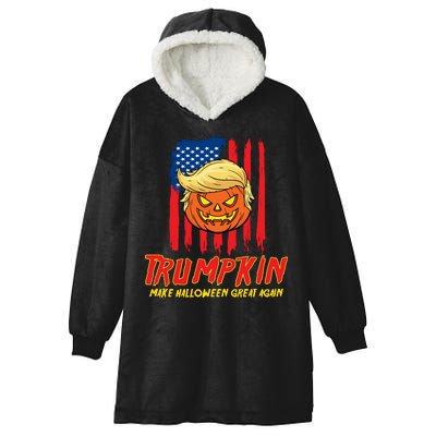 Trumpkin American Flag Make Halloween Great Again Hooded Wearable Blanket