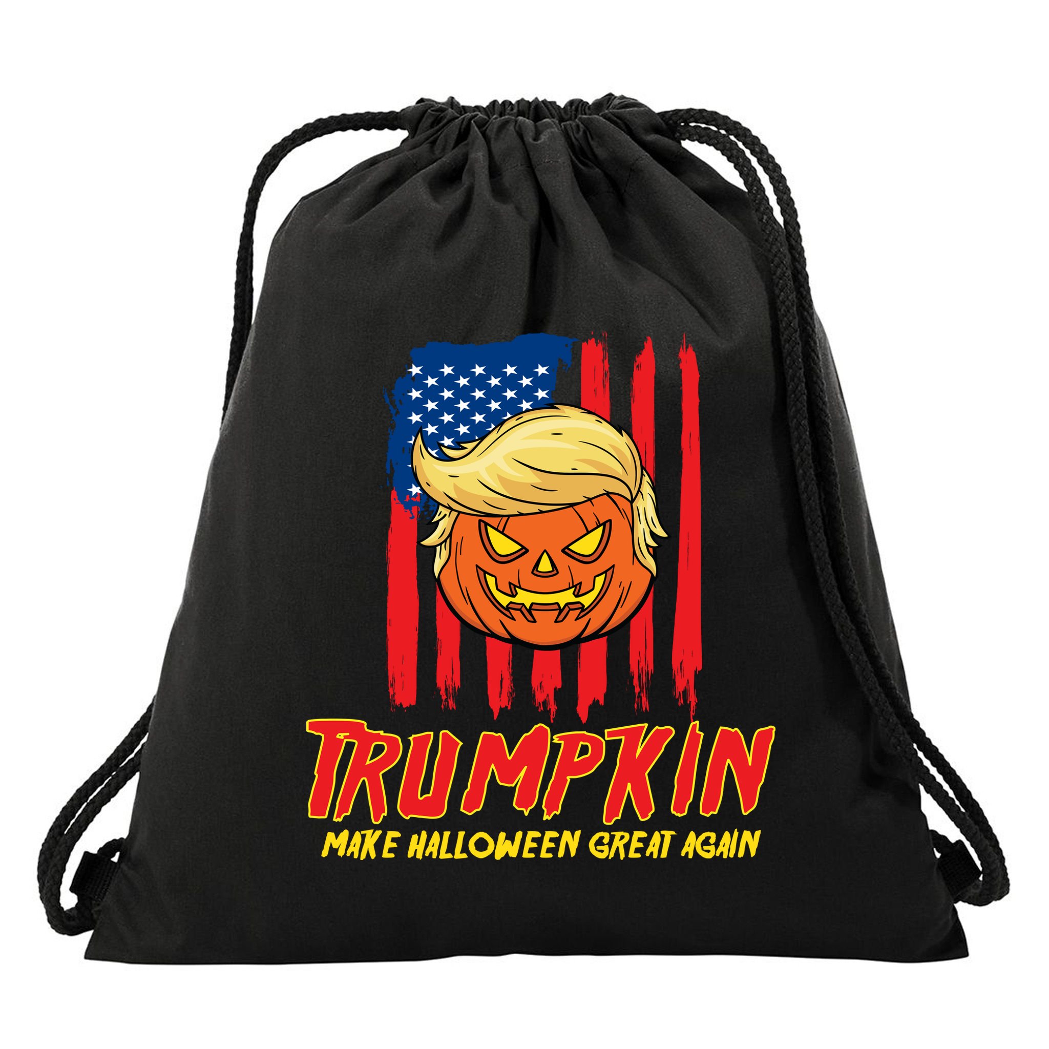 Trumpkin American Flag Make Halloween Great Again Drawstring Bag