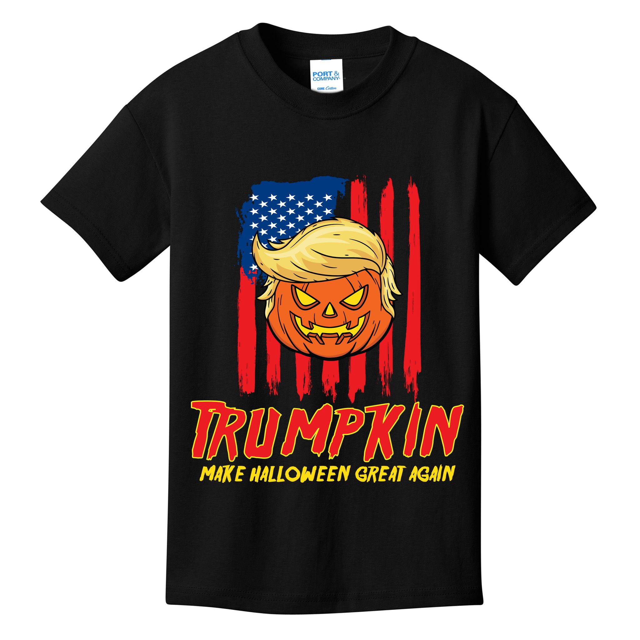 Trumpkin American Flag Make Halloween Great Again Kids T-Shirt