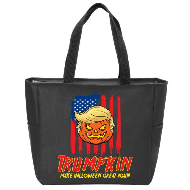 Trumpkin American Flag Make Halloween Great Again Zip Tote Bag