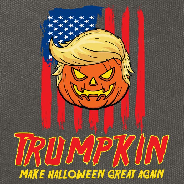 Trumpkin American Flag Make Halloween Great Again Cotton Canvas Backpack