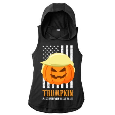 Trumpkin Donald Trump Funny Halloween Ladies PosiCharge Tri-Blend Wicking Draft Hoodie Tank