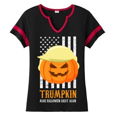 Trumpkin Donald Trump Funny Halloween Ladies Halftime Notch Neck Tee