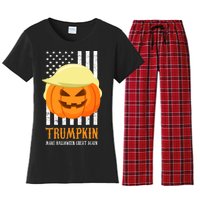 Trumpkin Donald Trump Funny Halloween Women's Flannel Pajama Set