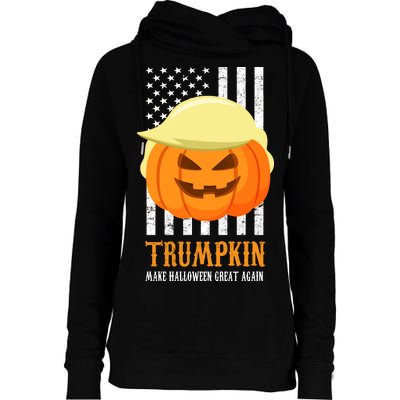 Trumpkin Donald Trump Funny Halloween Womens Funnel Neck Pullover Hood