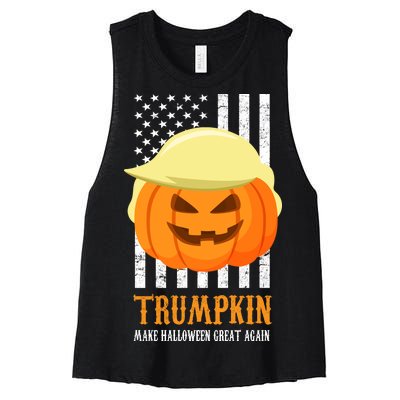 Trumpkin Donald Trump Funny Halloween Women's Racerback Cropped Tank