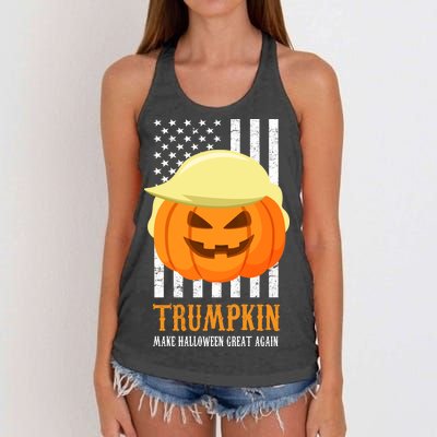 Trumpkin Donald Trump Funny Halloween Women's Knotted Racerback Tank