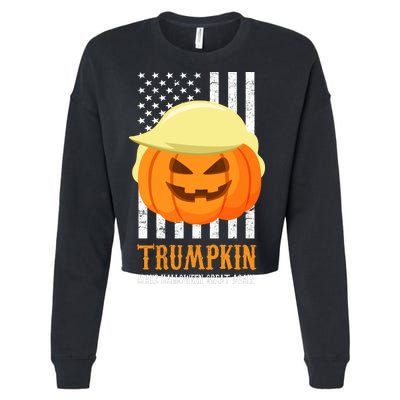 Trumpkin Donald Trump Funny Halloween Cropped Pullover Crew