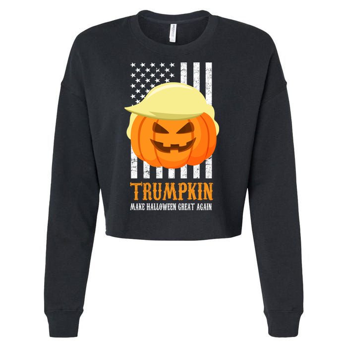 Trumpkin Donald Trump Funny Halloween Cropped Pullover Crew