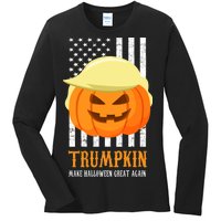 Trumpkin Donald Trump Funny Halloween Ladies Long Sleeve Shirt