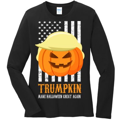 Trumpkin Donald Trump Funny Halloween Ladies Long Sleeve Shirt