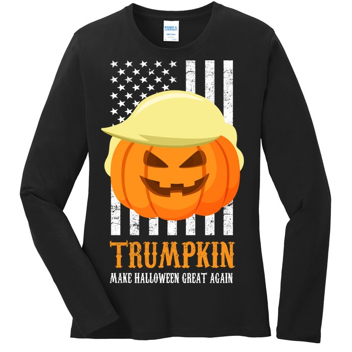 Trumpkin Donald Trump Funny Halloween Ladies Long Sleeve Shirt