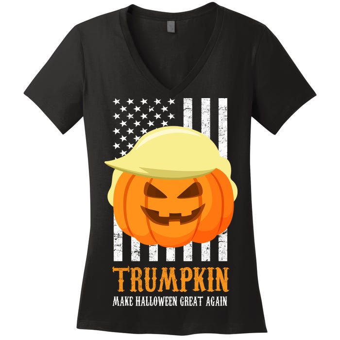 Trumpkin Donald Trump Funny Halloween Women's V-Neck T-Shirt