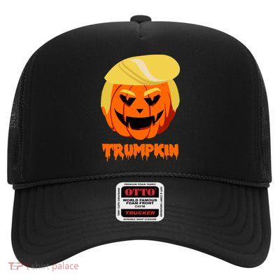 Trumpkin Funny Donald Trump Pumpkin High Crown Mesh Back Trucker Hat