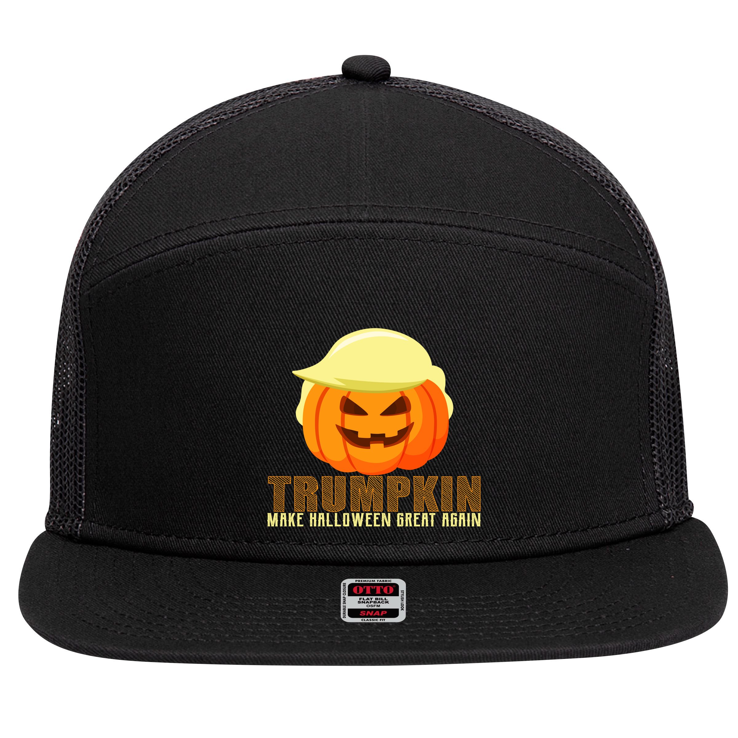 Trumpkin Make Halloween Great Again Donald Trump 7 Panel Mesh Trucker Snapback Hat