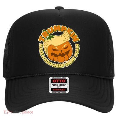 Trumpkin Make Halloween Great Again Fun Pumpkin High Crown Mesh Back Trucker Hat