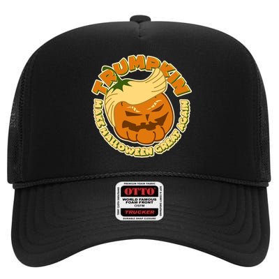 Trumpkin Make Halloween Great Again Fun Pumpkin High Crown Mesh Back Trucker Hat