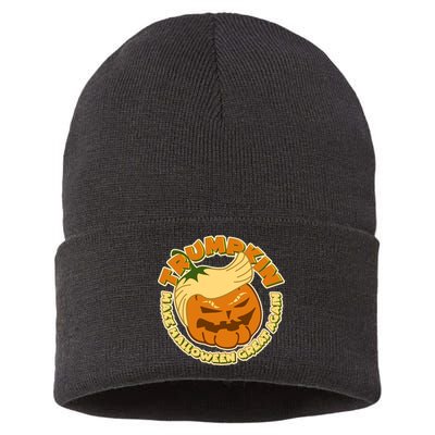 Trumpkin Make Halloween Great Again Fun Pumpkin Sustainable Knit Beanie