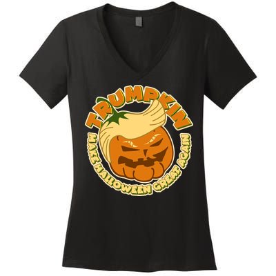 Trumpkin Make Halloween Great Again Fun Pumpkin Women's V-Neck T-Shirt