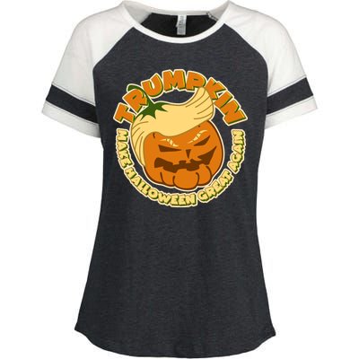 Trumpkin Make Halloween Great Again Fun Pumpkin Enza Ladies Jersey Colorblock Tee