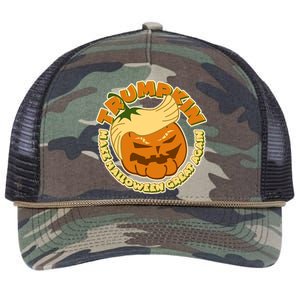 Trumpkin Make Halloween Great Again Fun Pumpkin Retro Rope Trucker Hat Cap