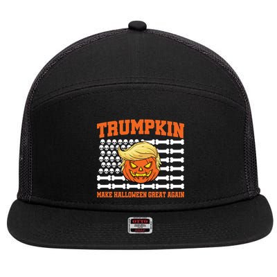 Trumpkin Make Halloween Great Again Skull Bone Flag 7 Panel Mesh Trucker Snapback Hat