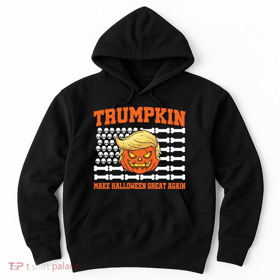 Trumpkin Make Halloween Great Again Skull Bone Flag Hoodie