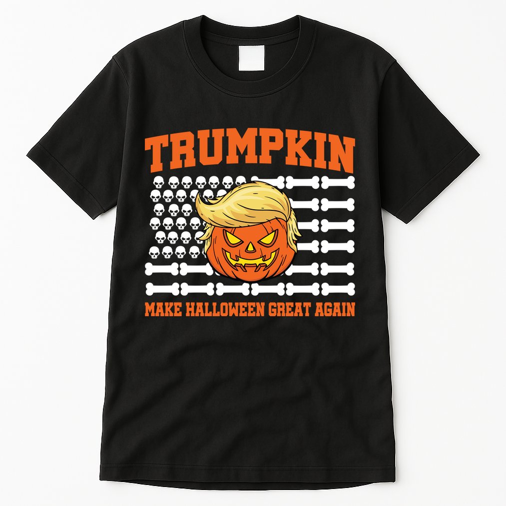 Trumpkin Make Halloween Great Again Skull Bone Flag Tall T-Shirt