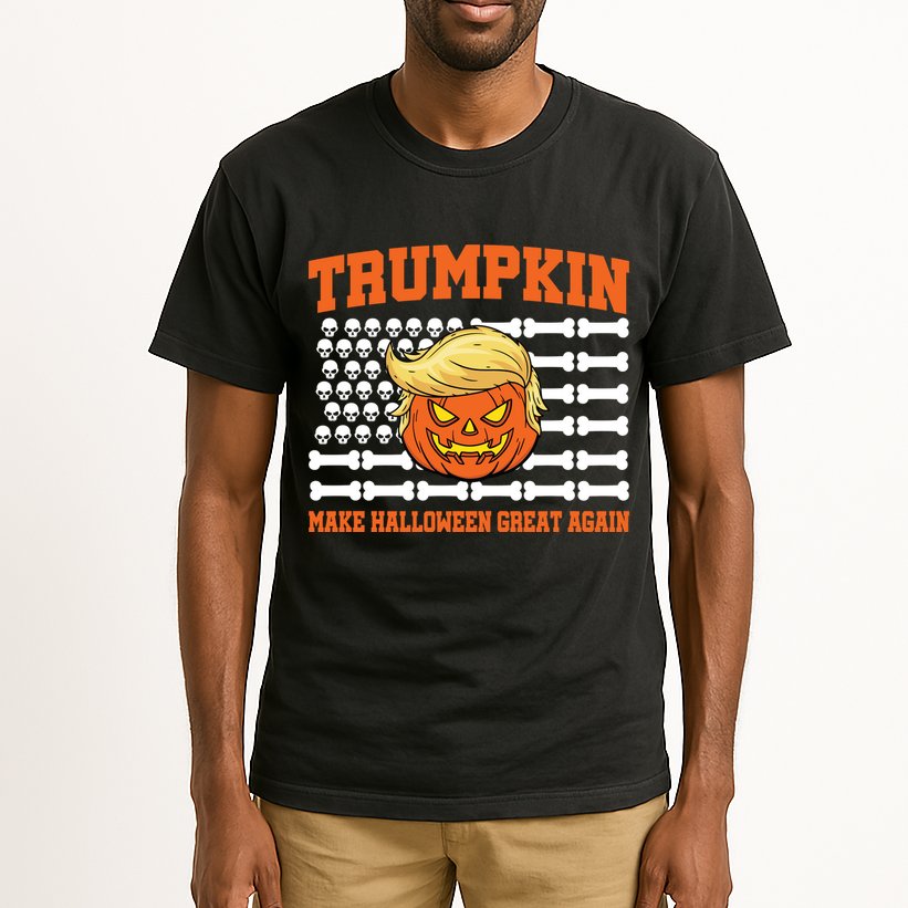 Trumpkin Make Halloween Great Again Skull Bone Flag Tall T-Shirt