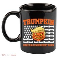 Trumpkin Make Halloween Great Again Skull Bone Flag 11oz C Handle Ceramic Mug
