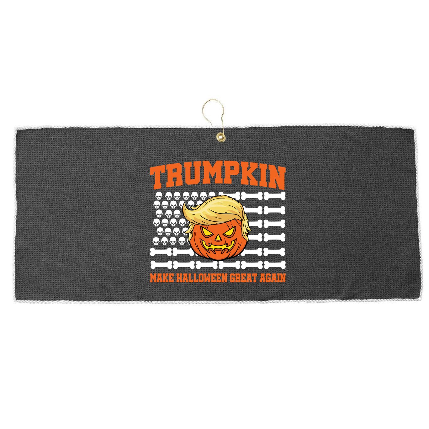 Trumpkin Make Halloween Great Again Skull Bone Flag Large Microfiber Waffle Golf Towel