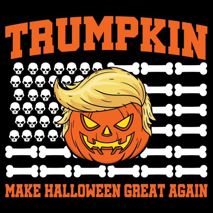 Trumpkin Make Halloween Great Again Skull Bone Flag Short Acrylic Beanie