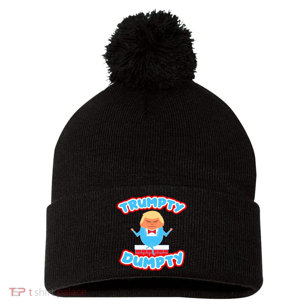 Trumpy Dumpty Funny Donald Trump Brick Wall Pom Pom 12in Knit Beanie