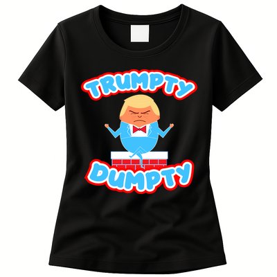 Trumpy Dumpty Funny Donald Trump Brick Wall Womens T-Shirt
