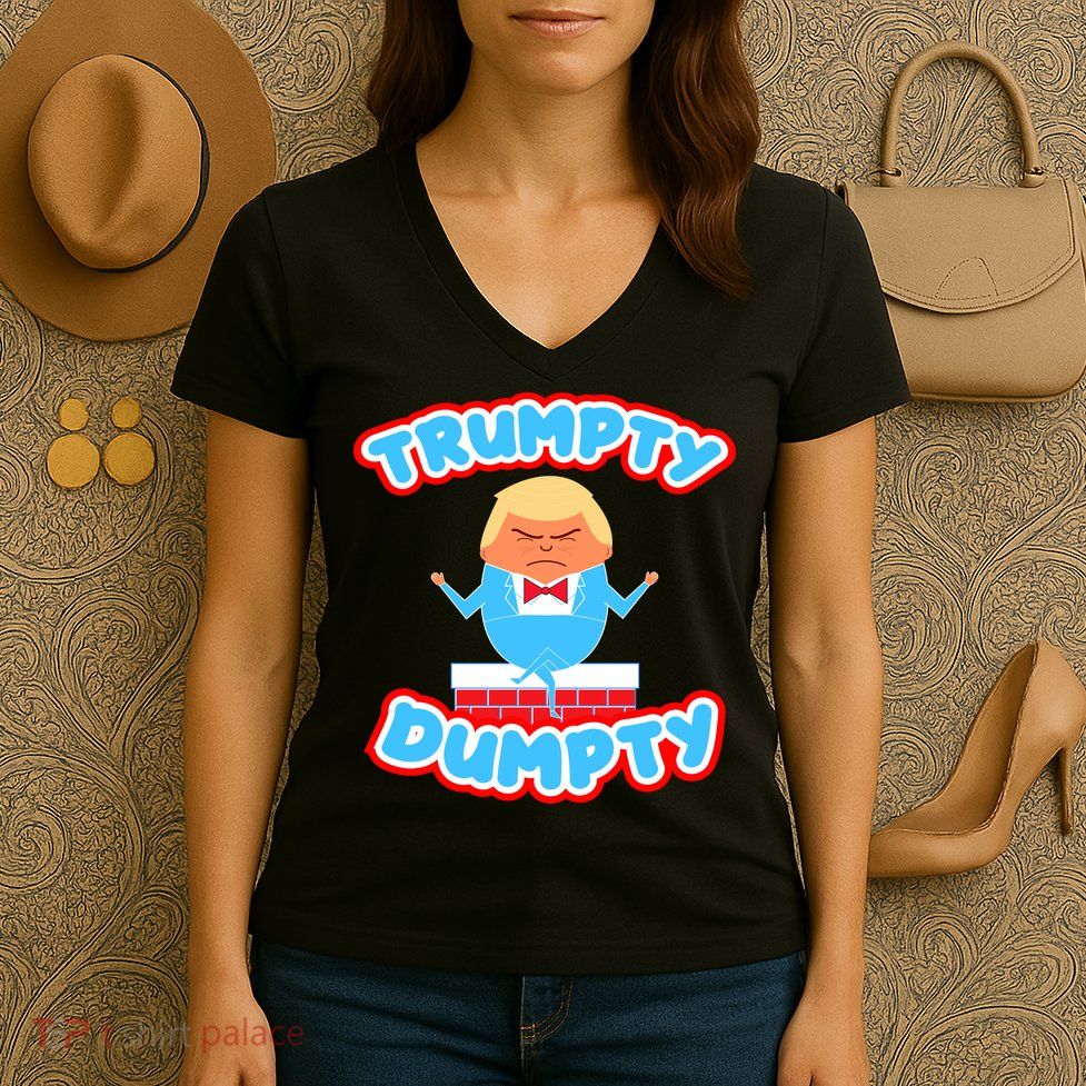 Trumpy Dumpty Funny Donald Trump Brick Wall Women's V-Neck T-Shirt